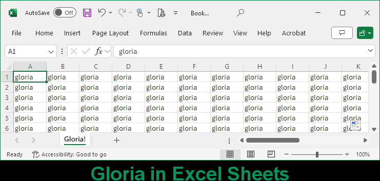 Gloria In Excel Sheets!